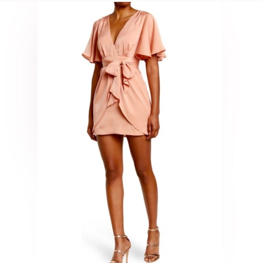 Elegant Peach Wrap Dress